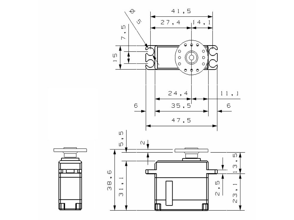 KST DS565X HV Mini Digital Metal Gear Tail Servo 6Kg 0.04s - Image 3