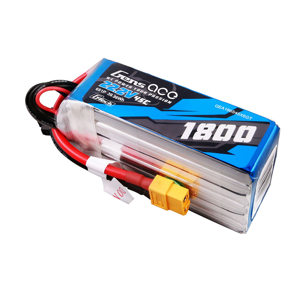 Gens Ace G-Tech 1800mAh 22.2V 45C 6S1P Lipo Battery XT60