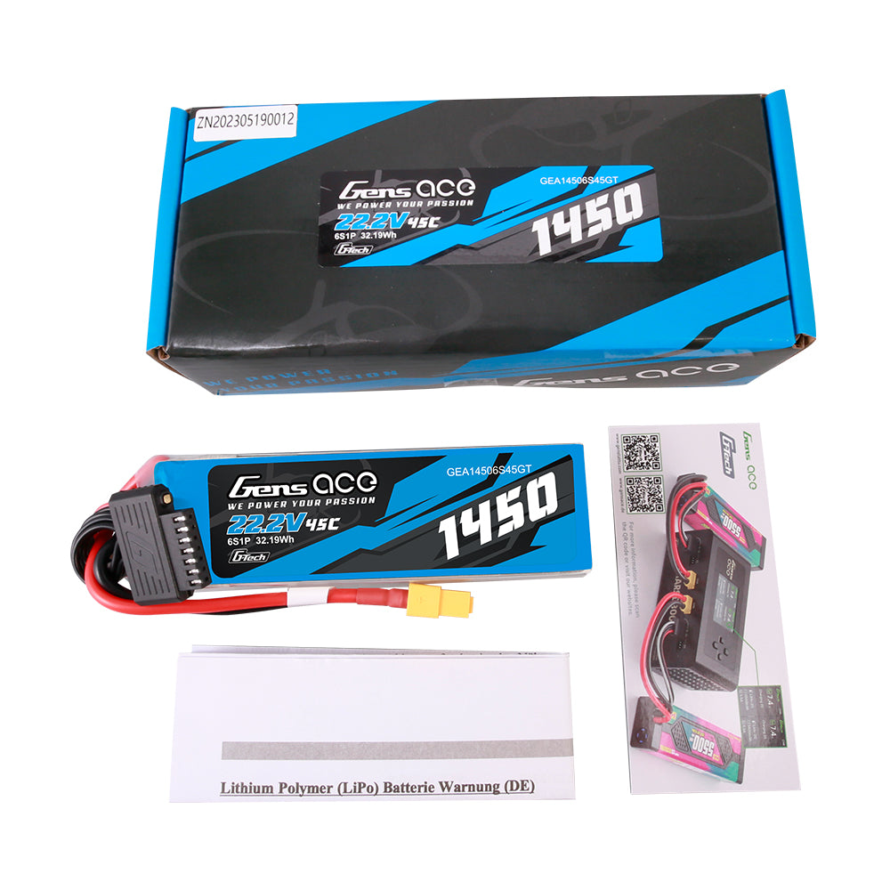 Gens Ace G-Tech 1450mAh 22.2V 45C 6S1P Lipo Battery XT60 - Bild 3