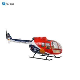 Flywing BO-105 Fuselage Red Blue with Landing skids & Tail motor