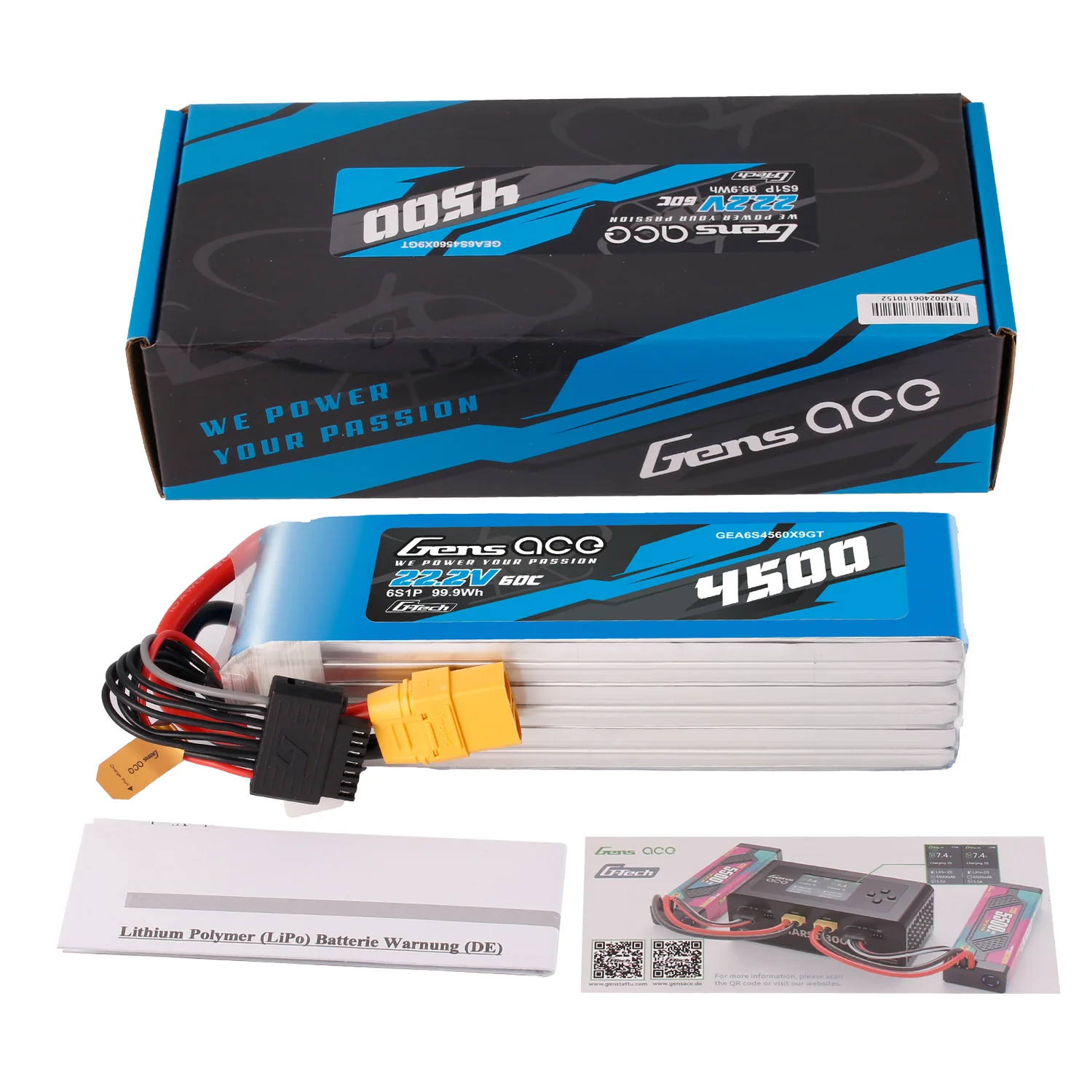 Gens ace G-Tech 4500mAh 22.2V 60C 6S1P Lipo Battery XT90 – Image 5