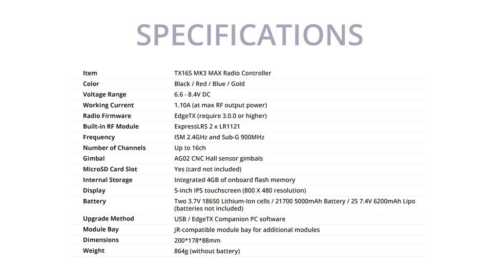 TX16S MK3 MAX Radio Controller (ELRS / M2)