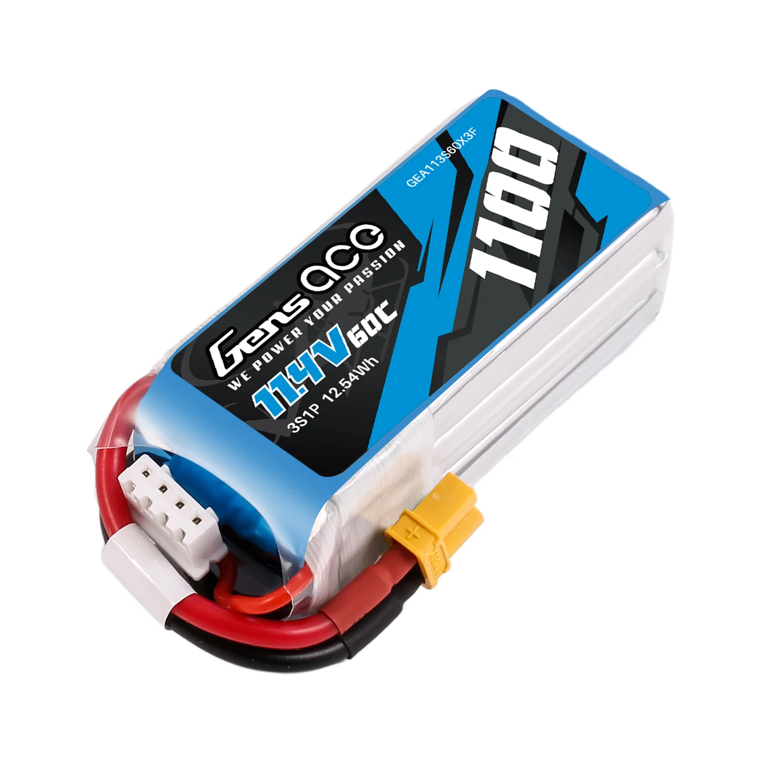 Gens ace 1100mAh HV Lipo Battery 11.4V 60C 3S1P for M2 V3 / Stratos 200 – Image 3