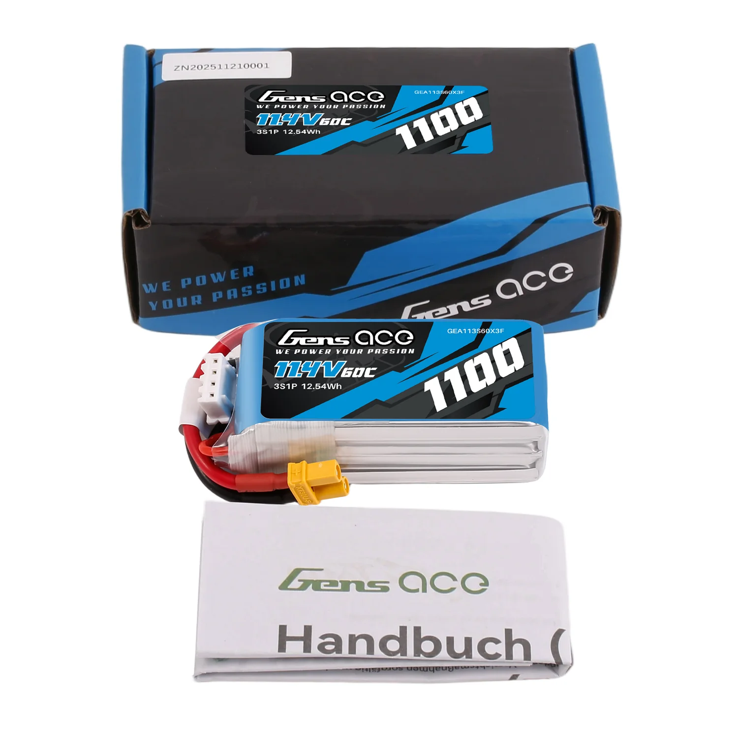 Gens ace 1100mAh HV Lipo Battery 11.4V 60C 3S1P for M2 V3 / Stratos 200 – Image 5